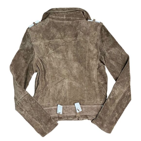 Blank NYC Women’s XS Brown Suede Leather Button Zip Moto Jacket NWT Spring - Picture 7 of 9